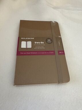 Moleskine Two-Go Fabric Notebook in Brown w Elastic, Dual Page Layout, 4.5” x 7”